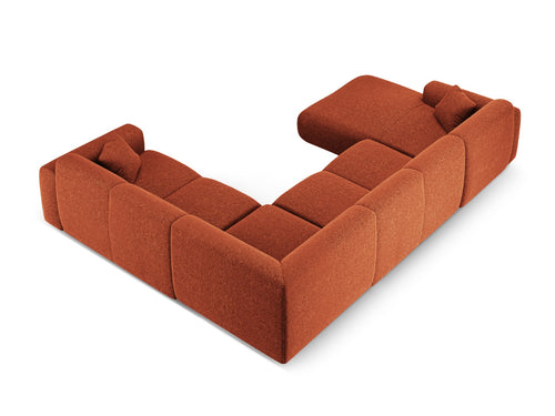 Cosmopolitan Design Panoramische hoekbank rechts Nolio 6-zits, chenille terracotta - 252x342x72cm