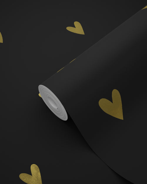 ESTAhome behang hartjes goud en zwart - 53 cm x 10.05 m - 139727 - vtwonen shop