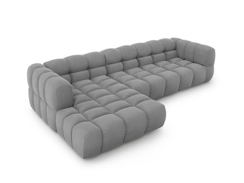 Cosmopolitan Design Modulaire hoekbank links Sky 4-zits, flueel, lichtgrijs - 162x300x70cm