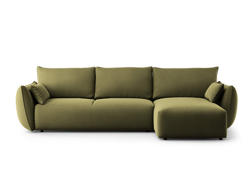 Cosmopolitan Design Converteerbare hoekbank rechts met opbergdoos Matera 4-zits, flueel groente - 173x253x86cm