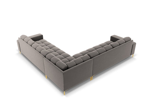 Cosmopolitan Design Symmetrische hoekbank Bali 6-zits, flueel, lichtgrijs - 256x256x75cm