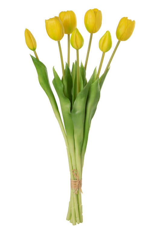 J-Line boeket Tulpen 7 stuks - kunststof - geel - large