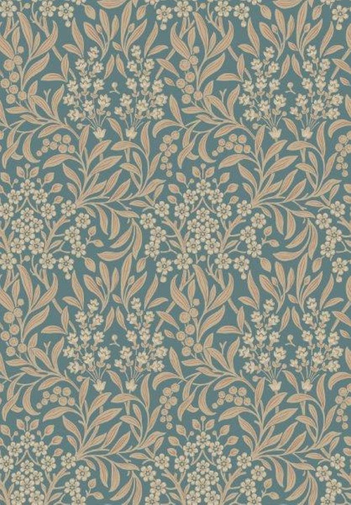 borastapeter behang bloemen turquoise en beige - 53 cm x 10.05 m - 660027 - vtwonen shop