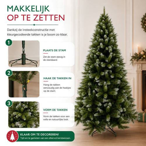 Triumph Tree Pittsburgh Kerstboom - Wit Berijpte Takken met Volle Uitstraling - Kerstversiering voor Binnen - Kunstboom met 940 Takken en Stevige