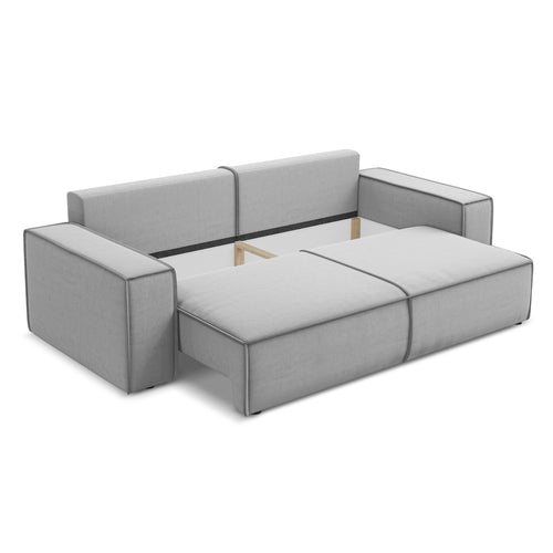 LaMiaSofa 3-zits slaapbank Livorno - velours - grijs - 255x105x85