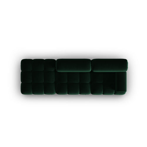 Cosmopolitan Design - Linker modulaire bank Cortina 4-zits, flueel flessengroen - 94x282x70cm