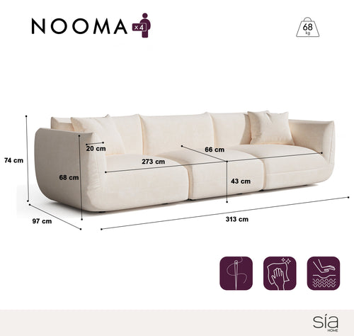Sia Home -  NOOMA - Chenille fluweel - Crème - 313cm - vtwonen shop