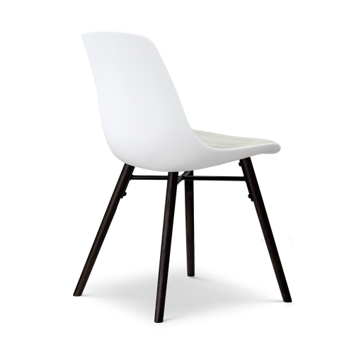 Nolon Nena-Liv eetkamerstoel wit met naturelbeige zitkussen - zwart houten onderstel