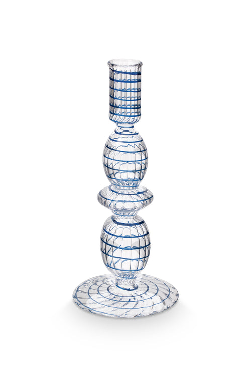 Pip Studio Kandelaar Swirl - Glas - Donkerblauw - 20cm