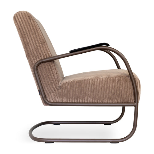 Spinder Design Retro Fauteuil - Brede ribstof - Chocolate Brown/Espresso