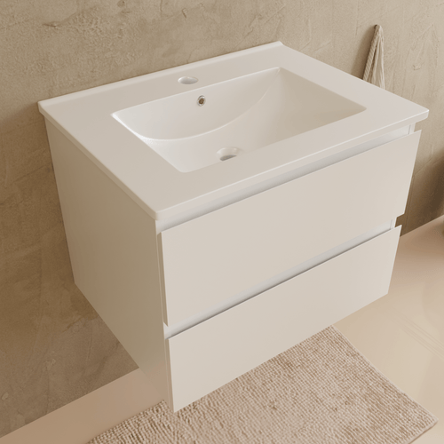 LOMAZOO badkamermeubel Marenza - zwevend - keramiek - glanzend wit - 60 cm