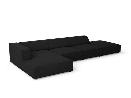 Cosmopolitan Design linker hoekbank Arendal 5-zits, chenille met ribbeleffect, zwart - 166x341x70cm