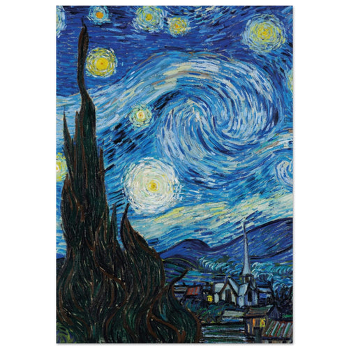 Artfulprints Poster met Lijst Vincent van Gogh - Starry night   - A4 21x29.7 cm - Blauw
