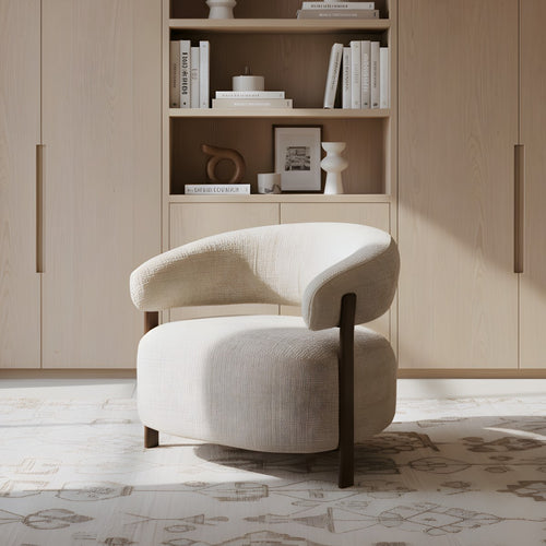 DÉJA Living Fauteuil Kalmar - Taupe/Walnoot Stof - 76x71x70cm - vtwonen shop