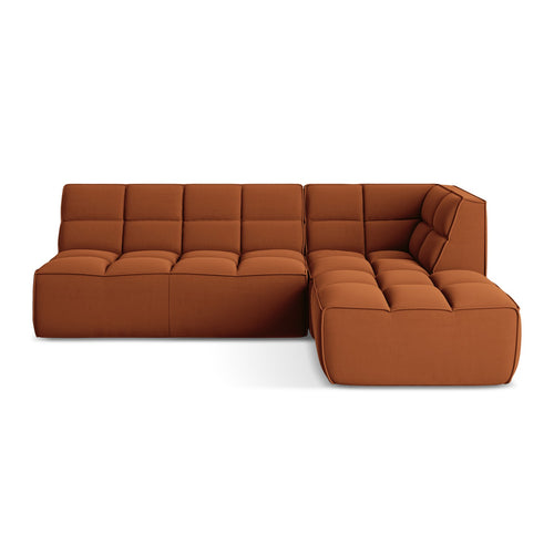 LaMiaSofa Modulaire hoekbank rechts Belluno - velours - terracotta - 258x178x75