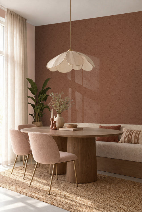 ESTAhome behang ginkgo bladeren terracotta - 53 cm x 10.05 m - 139617