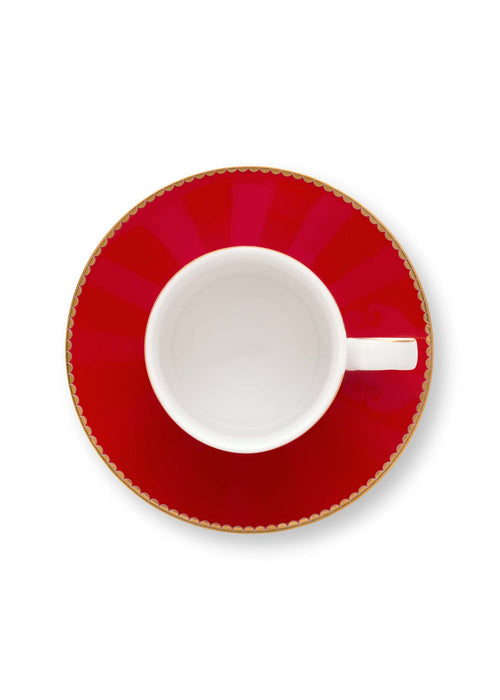 Pip Studio Kop en Schotel - Love Birds - Rood - 100ml - Set van 2