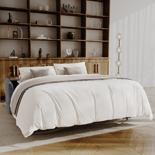 Premium Interiors - Snel uitklapbare slaapbank AVA - gewaafd fluweel leisteengrijs 198cm