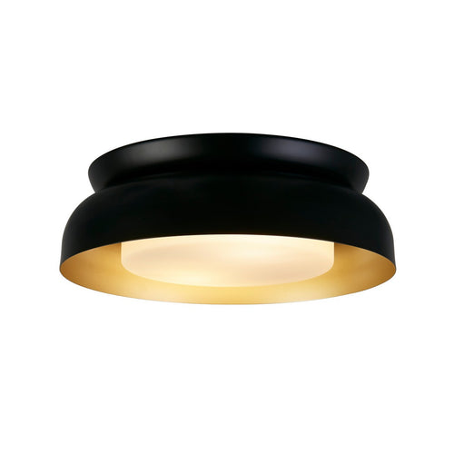 Searchlight Kendal 2-lichts plafondlamp, zwart en goudkleurig metaal met matte diffuser
