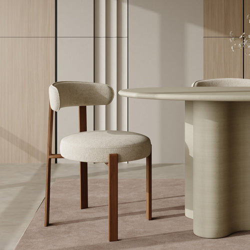 Sia Home - Set van 2 stoelen JUNA - chenille fluweel crème 51cm