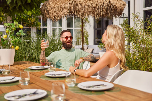 Hartman Dining Tuinset Sophie Yasmani - Naturel/Wit Teakhout - 300x100x76cm - vtwonen shop