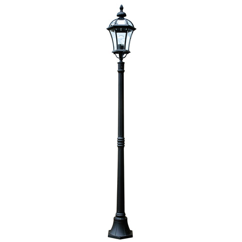Elsteadbury - 1 Lichts Buitenlamp Mast Zwart IP44, E27