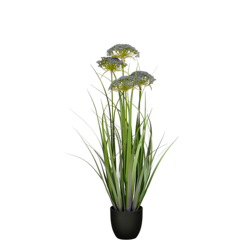 Mica Decorations Engelwortel – Kunstgras in Pot – Realistische Nepplant Woondecoratie – Kunstplanten voor Binnen en Buiten – H90 x Ø25 cm – Groen,