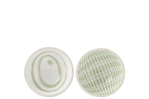 J-Line kom - hout - groen/wit - medium - 2 stuks - vtwonen shop