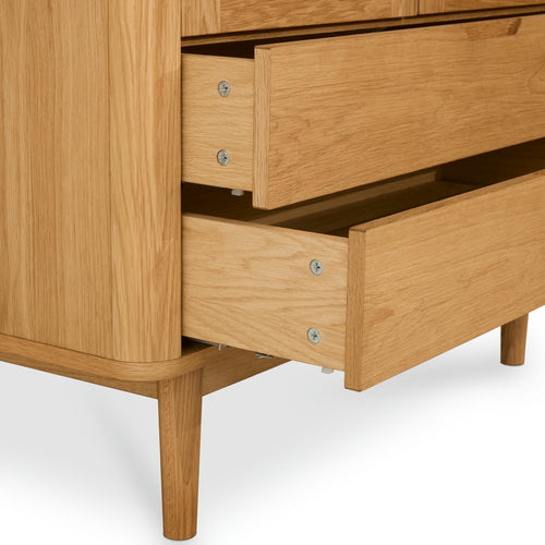 Furnhouse vitrinekast Nyborg - Natuurlijk eikenhout - MDF, Eikenfineer, Glas - 45x100x190