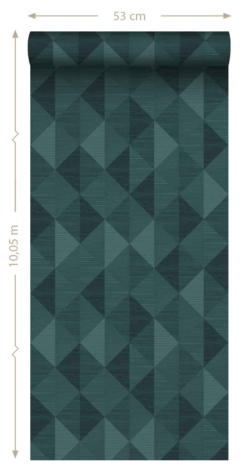 Origin Wallcoverings behang grasweefsel in grafisch 3D motief petrolblauw - 50 x 900 cm - 347888 - vtwonen shop