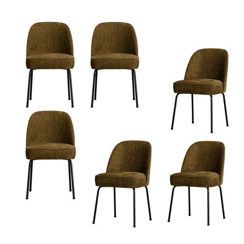 WOOOD eetkamerstoelen Vogue - Velvet - Brass- Set van 6