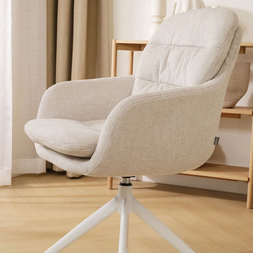 Nolon Nola-Mia Eetkamerstoel Beige - Draaibaar - Armleuning - Wit - vtwonen shop