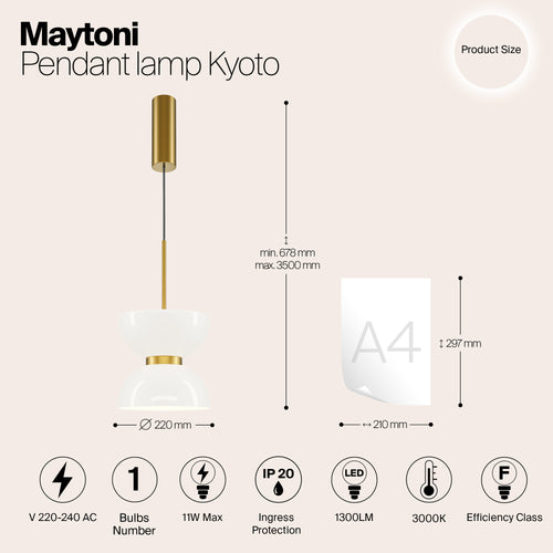 Maytoni - Hanglamp Kyoto - Goud - Ø22 - vtwonen shop