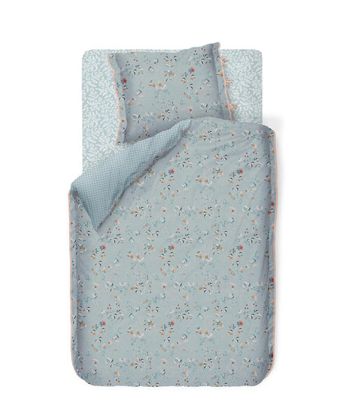 Pip Studio hoeslaken Pip Leafy - 080/090x200/210/220 cm - blauw grijs - vtwonen shop