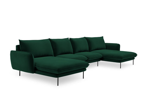 Cosmopolitan Design Panoramische bank Vienna 6-zits, flueel, flessengroen - 170x350x95cm