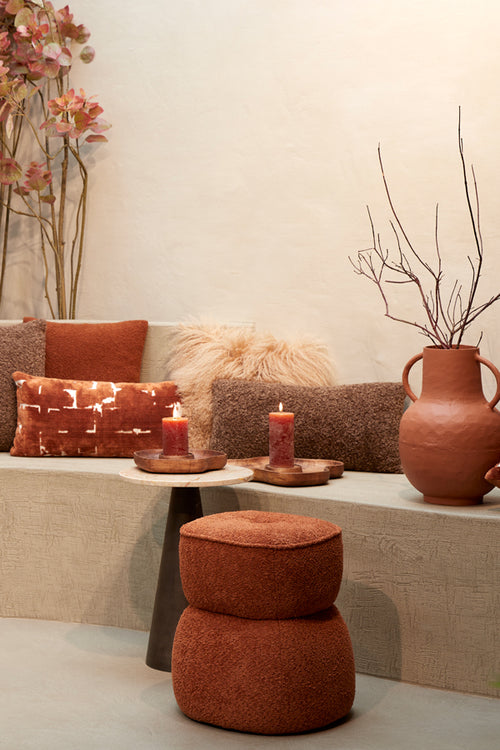 Light & Living poef LEYLA - Ø40x46cm - oranje - vtwonen shop