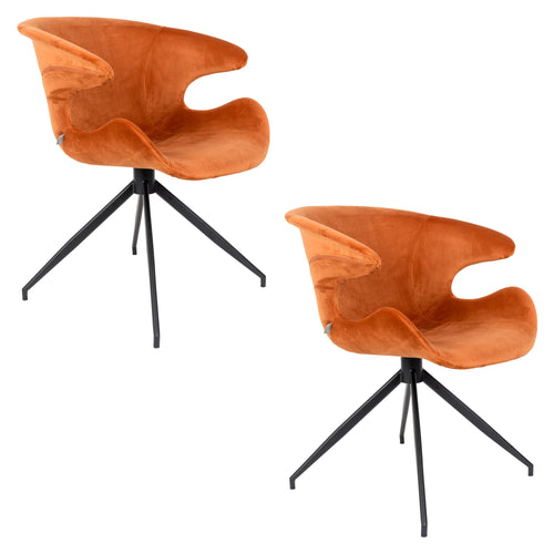 Zuiver Mia Eetkamerstoelen met armleuning Oranje - Set van 2 - vtwonen shop