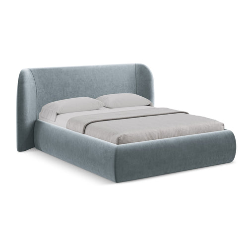 LaMiaSofa Bed met opbergruimte Trieste - velours - lichtblauw - 190x215x110