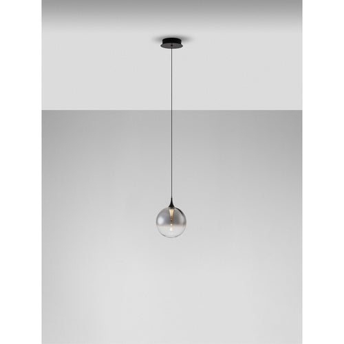 Nova Luce ORENDA Bolvormige hanglamp voor plafond, rookkleurig, matzwart, LED, 5W, 225lm, 3000K