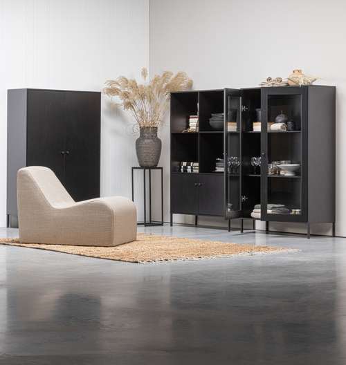 WOOOD vitrinekast Xam - Genen - Zwart - 155x100x40 - vtwonen shop