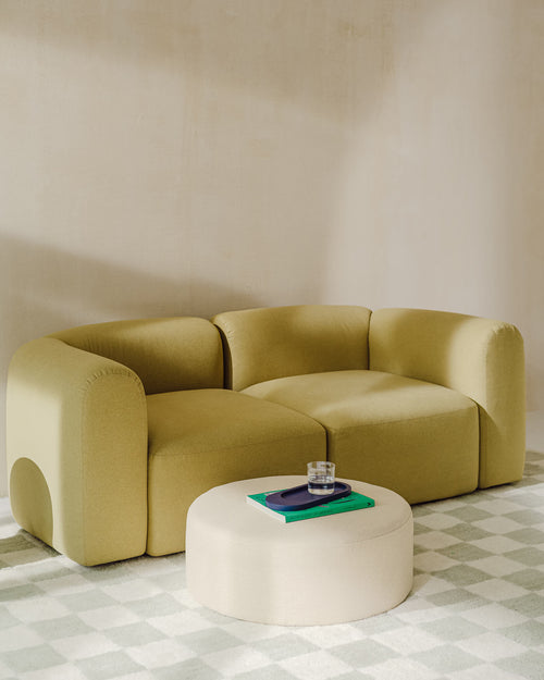 noo.ma Folk Pouf Wide - Cloud Beige Bouclé, 71x71x26 cm