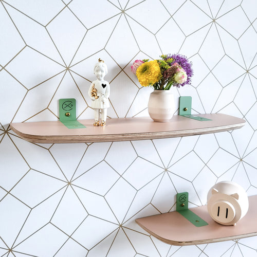 Fabricado wandplank Schappie – abrikoos - 80 cm met wandhaken groen - vtwonen shop