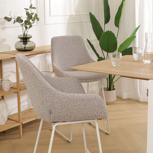 Nolon Nino-Mae Barkruk Bouclé Taupe - met Armleuning - Wit - 65 cm - vtwonen shop