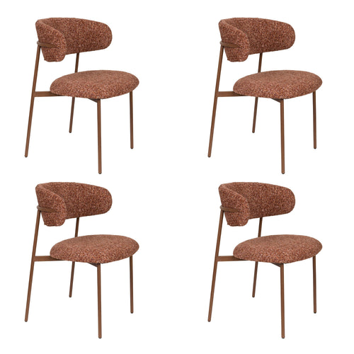 Housecraft Living Claes Eetkamerstoelen Gemêleerd Terra/ rood - Set van 4