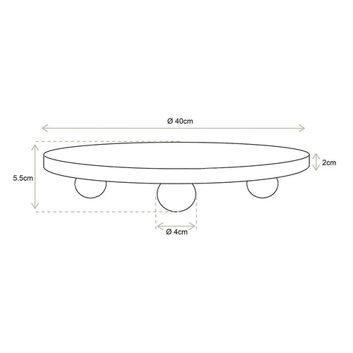 vtwonen Dienblad met Voet - Gebleekt eikenhout - Zwart - 40 cm - vtwonen shop