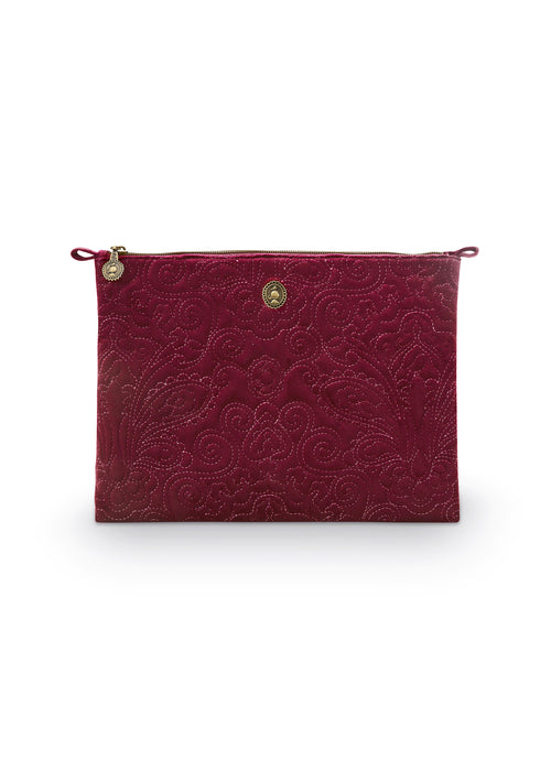 Pip Studio - Charly Make up tasje - Velvet Quiltey Days - Rood - 22 x 30 x 1 cm