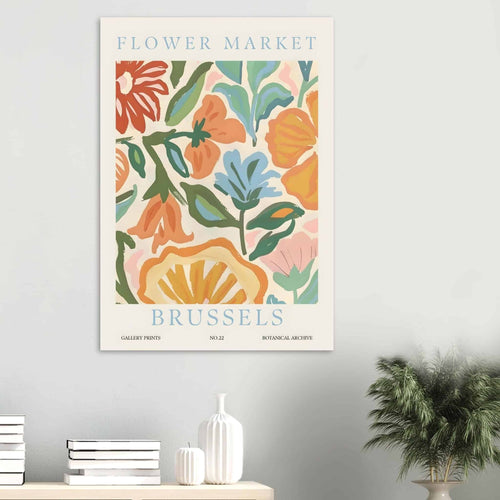Artfulprints Poster met Lijst Flower market - Brussels   - 30x40 cm - Meerkleurig