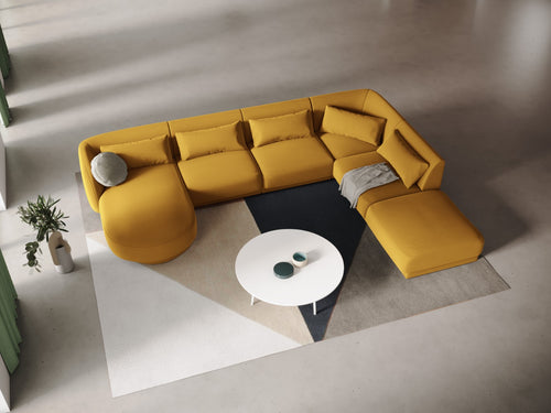 Cosmopolitan Design Panoramische hoekbank rechts Tulum 6-zits, flueel, geel - 255x330x70cm