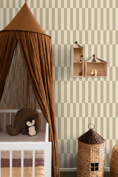 ESTAhome behang strepen donker beige - 53 cm x 10.05 m - 131212 - vtwonen shop