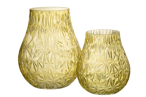 J-Line vaas Nox Geslepen - glas - geel - large - 28 cm hoog